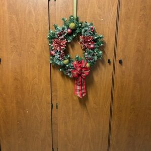 Festive Holiday Wreath with Red Accents